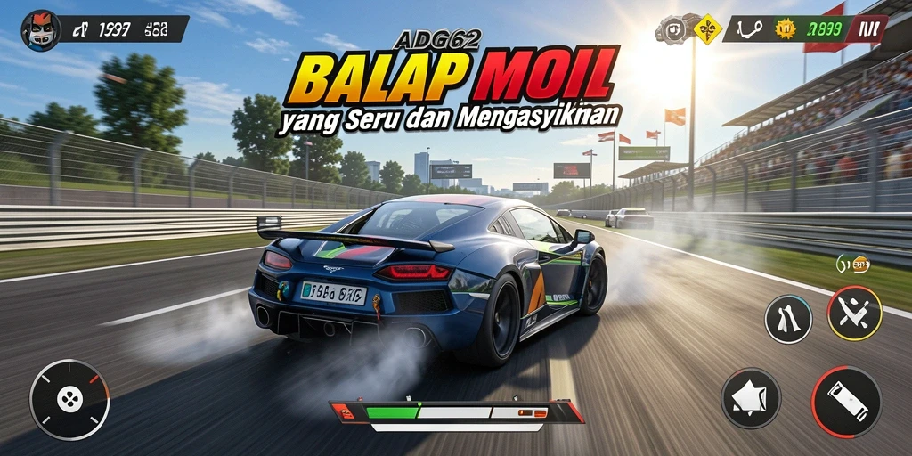 Tampilan gameplay seru dalam ADG62 saat balapan mobil.