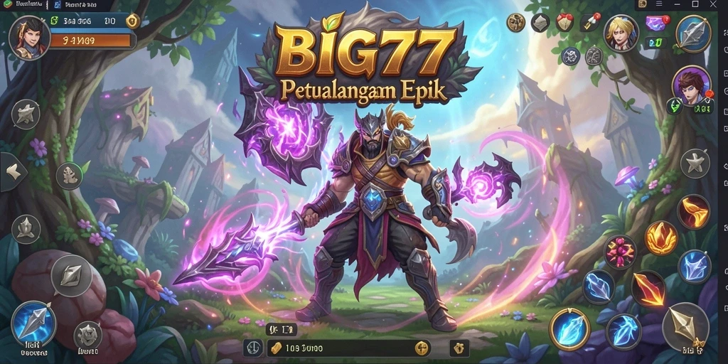 Tampilan layar permainan BIG77 dengan aksi pertarungan yang mendebarkan.