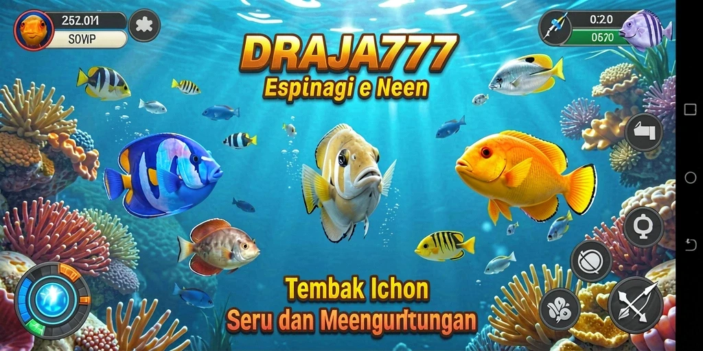 Screenshot menunjukkan aksi seru menembak ikan di DRAJA777.