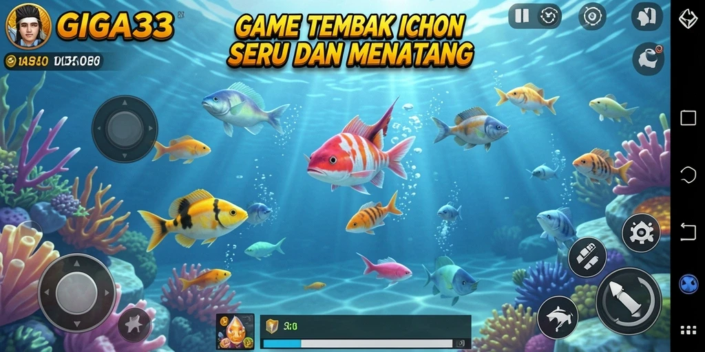 Tampilan gameplay GIGA33 dengan aksi menembak ikan yang seru.