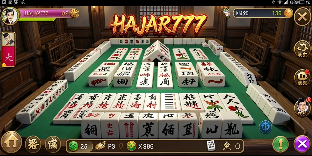 Screenshot gameplay HAJAR777 menampilkan aksi seru Mahjong.