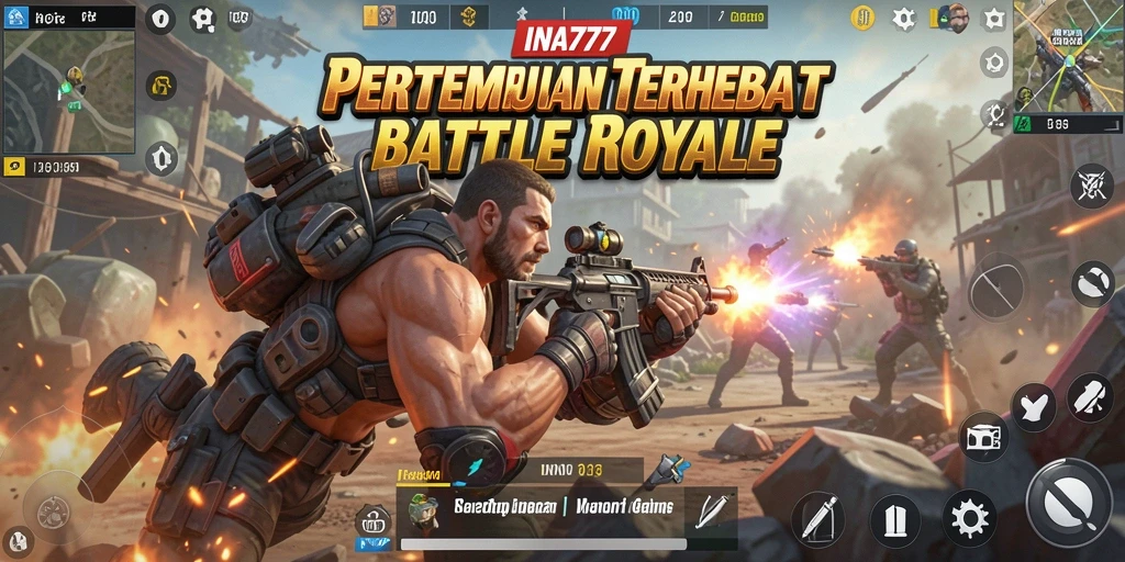 Screenshot gameplay INA777 yang menunjukkan aksi seru dalam pertempuran Battle Royale.
