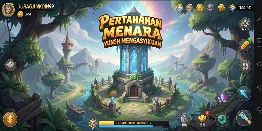 Tampilan menarik gameplay Tower Defense di JURAGANKOIN99.