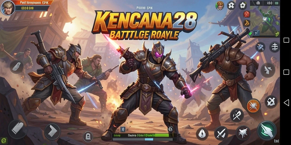 Screenshot gameplay KENCANA28 yang menunjukkan aksi pertempuran Battle Royale.