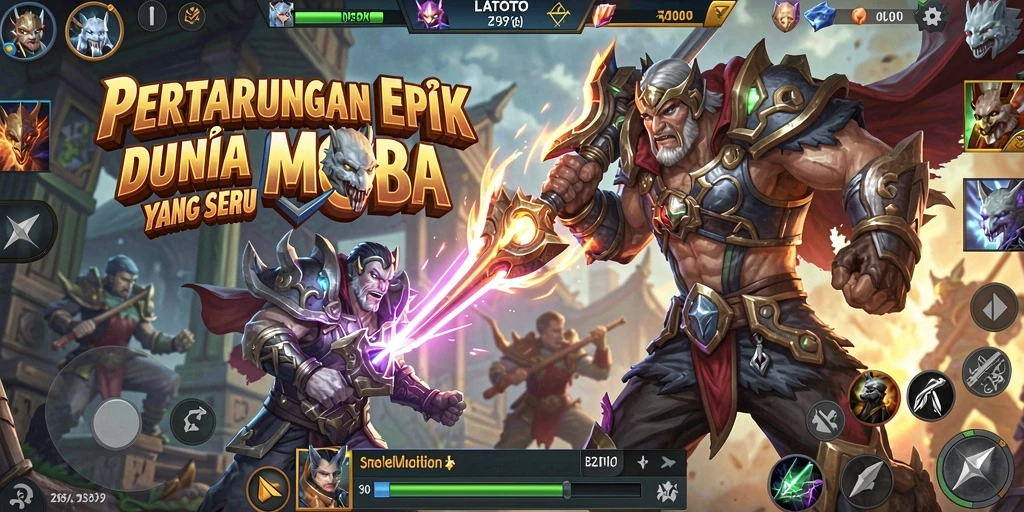 Tampilan gameplay seru dari LATOTO dengan aksi MOBA yang intens.