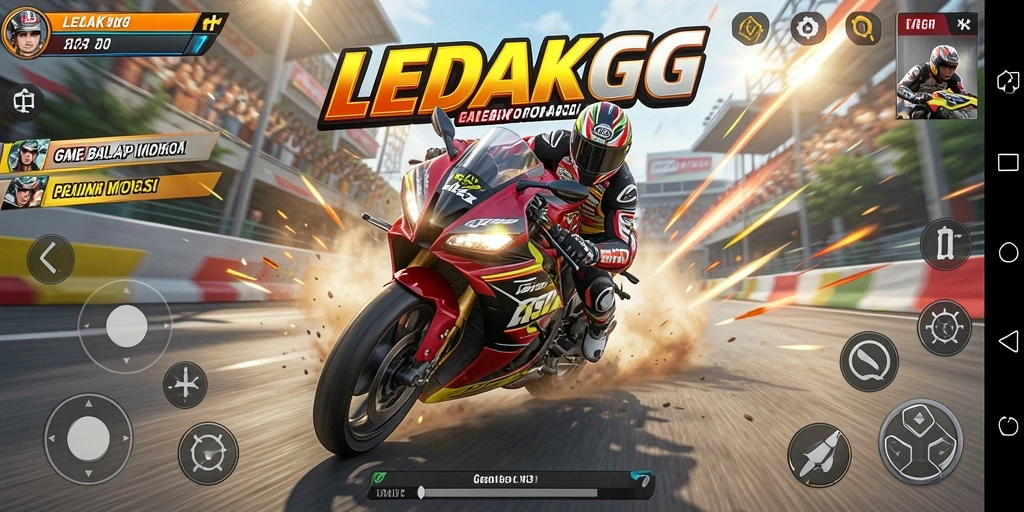 Tampilan gameplay seru di lintasan balap motor LEDAKGG.
