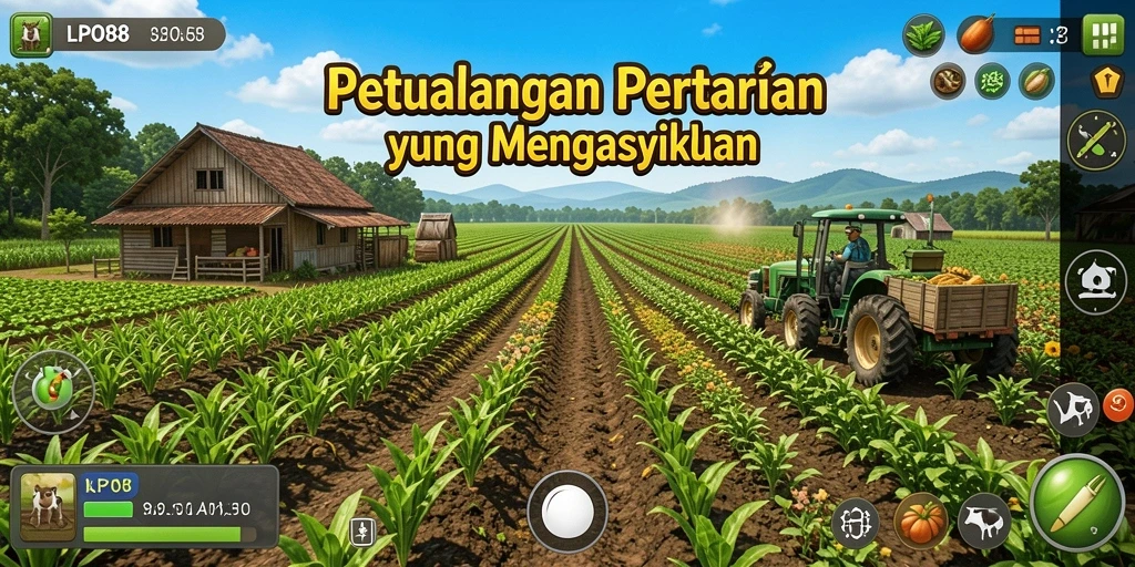 Tampilan gameplay LPO88 yang menggambarkan keseruan bertani.