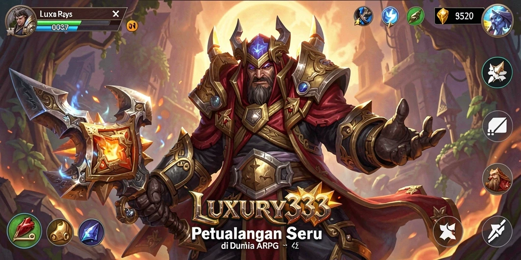 Screenshot gameplay LUXURY333 menunjukkan aksi bertempur yang epik dan grafis menawan.
