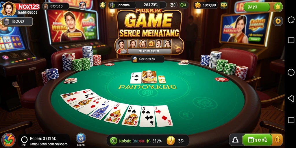 Gameplay seru dari NOX123 saat bermain Poker dengan teman.