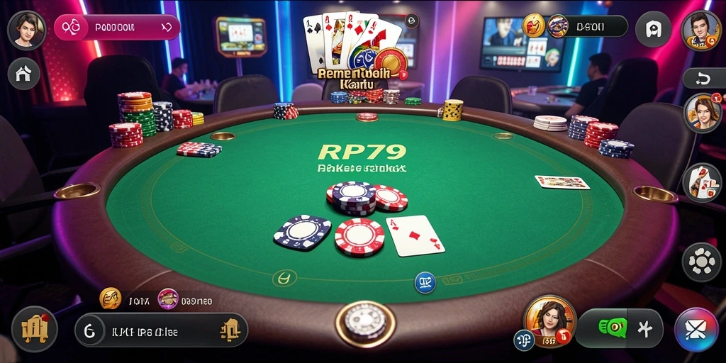 Screenshot utama RP79 menampilkan gameplay seru dan interaktif dari permainan Poker.
