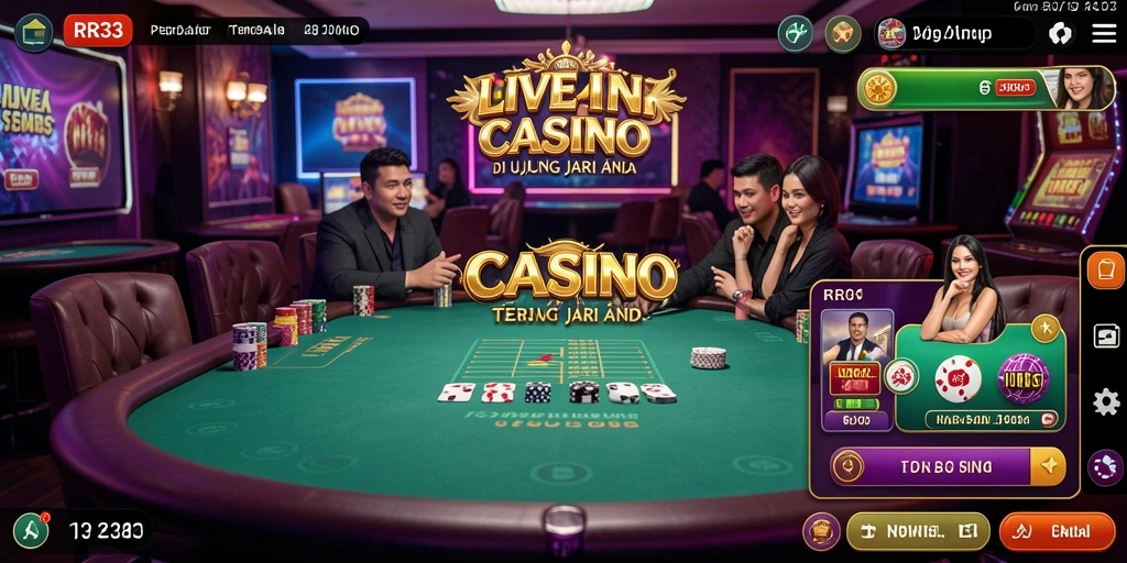 Tampilan gameplay Live Casino yang seru dan interaktif di RR33.