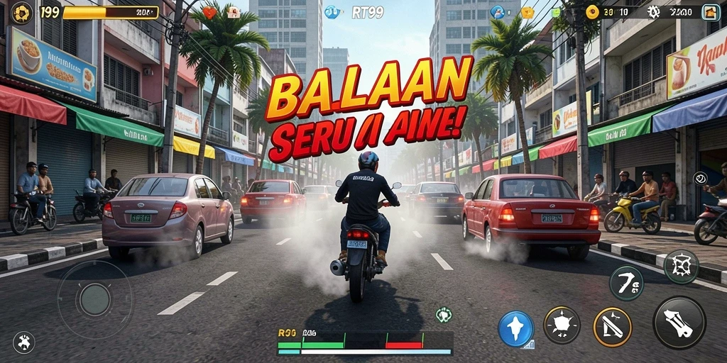Tangkapan layar dari gameplay balapan yang mendebarkan di RT99.