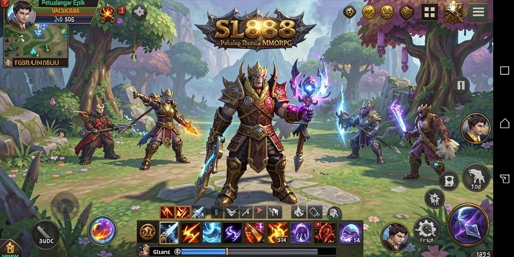 Screenshot utama SL888 menampilkan aksi seru dalam gameplay MMORPG.