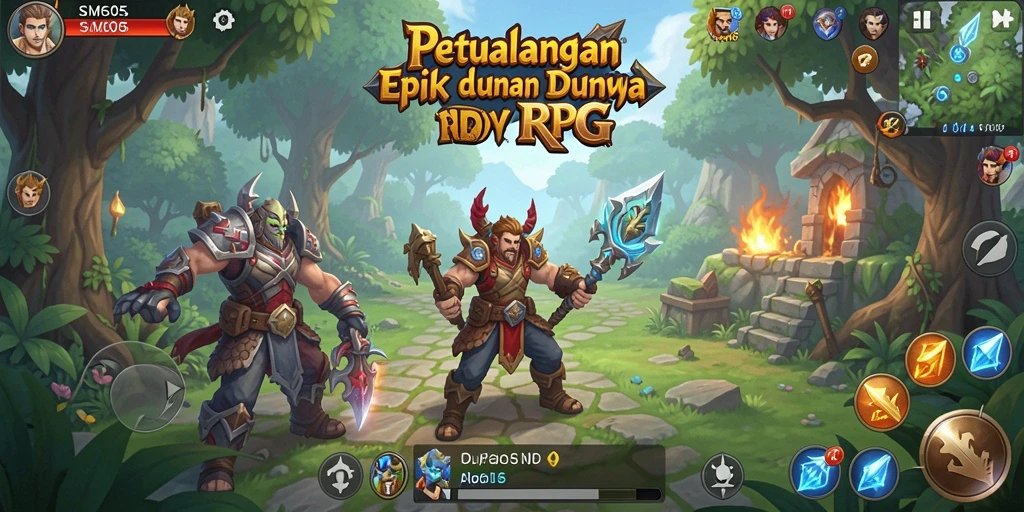 Screenshot gameplay SM605 yang menunjukkan pertarungan epik dan karakter menawan.