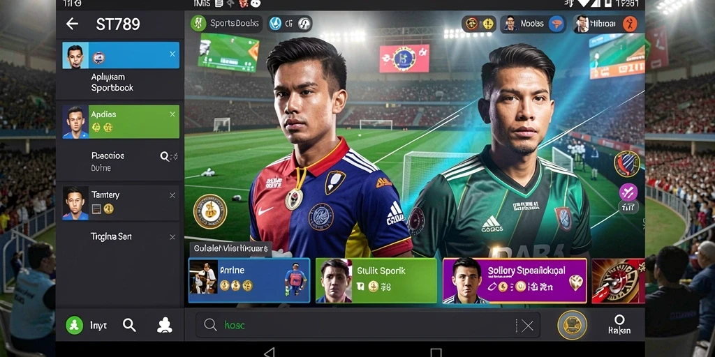 Screenshot utama ST789 menampilkan antarmuka taruhan olahraga yang menarik.
