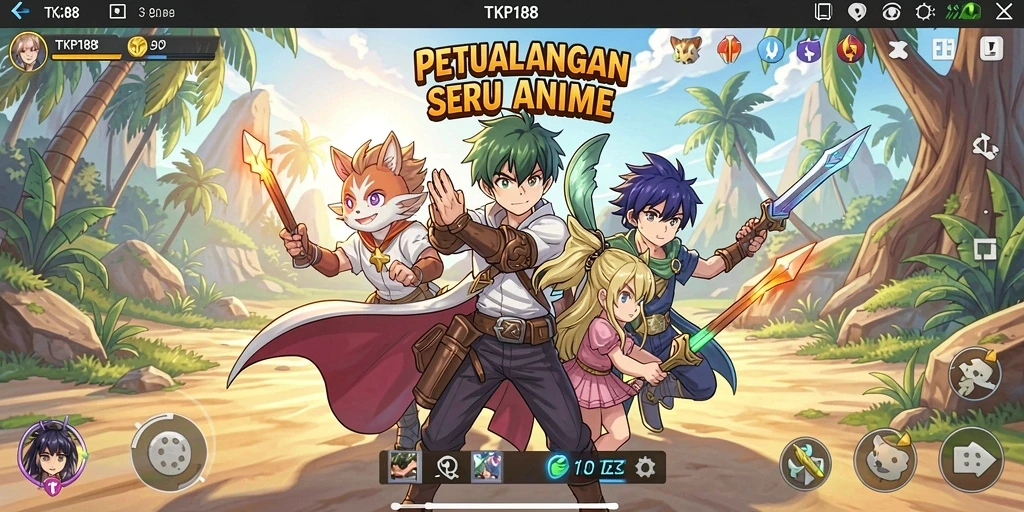 Tampilan gameplay TKP188 dengan karakter Anime yang menarik.