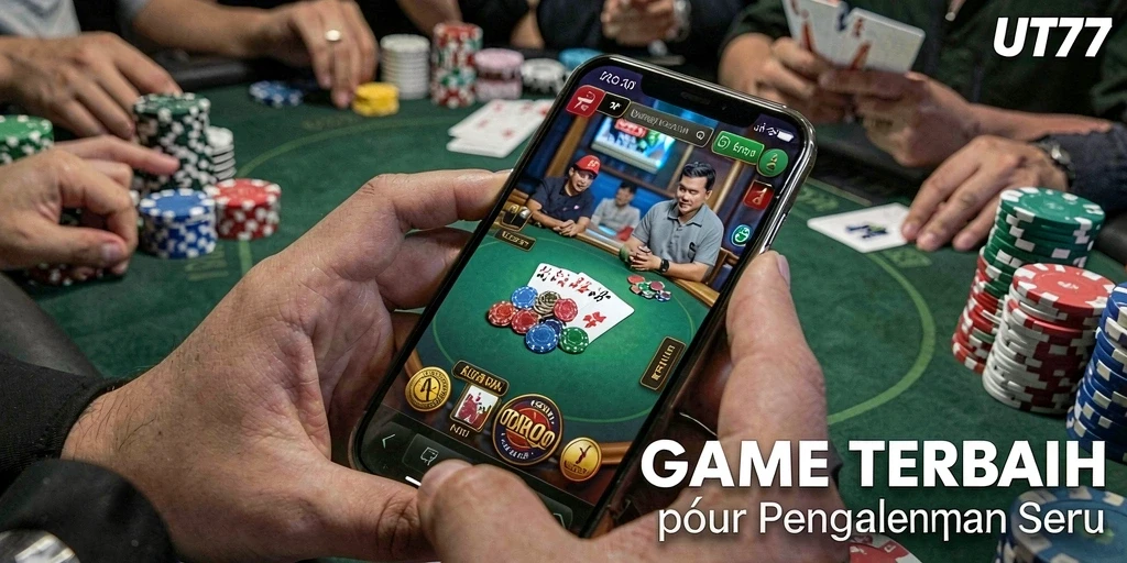 Tampilan gameplay UT77 yang mendebarkan dengan aksi poker yang intens.