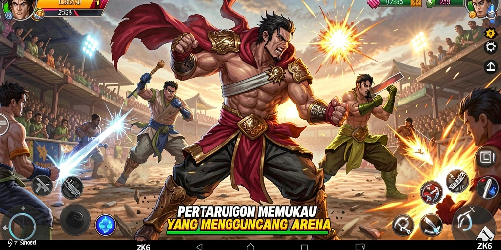 Tampilan layar pertarungan mendebarkan di game ZK6.